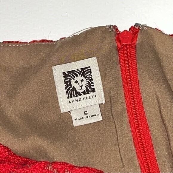 Anne Klein NWT Lipstick Red All Over Lace Lined Sleeveless Dress Size 6 Zip Up - Picture 9 of 11
